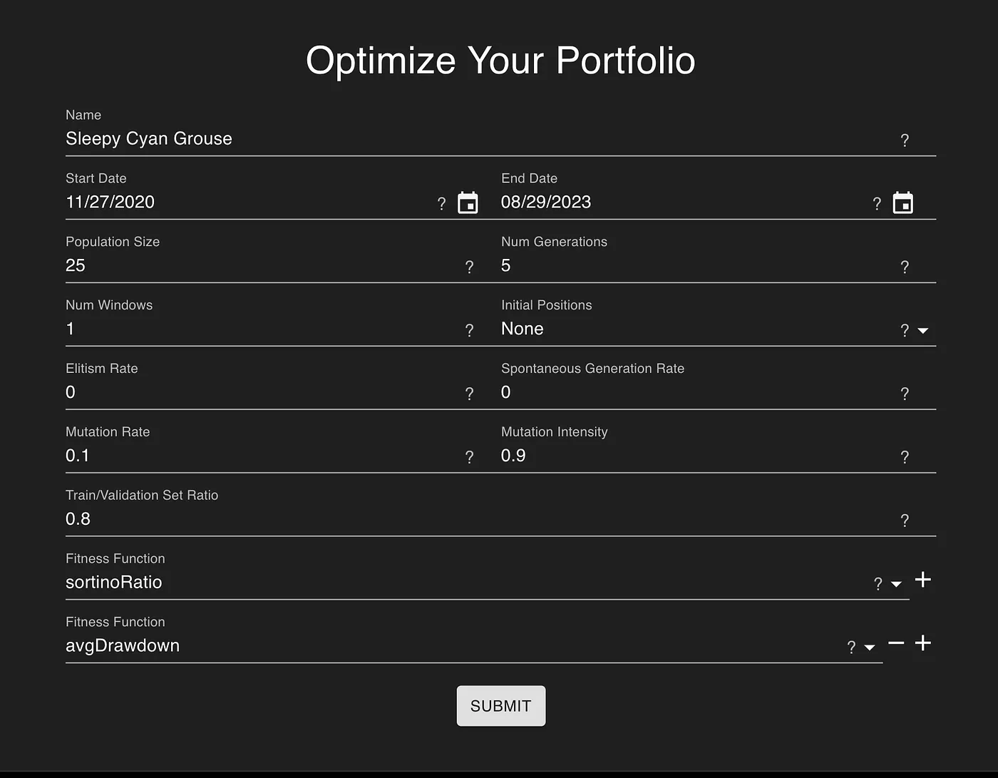 The NexusTrade Optimization Configuration