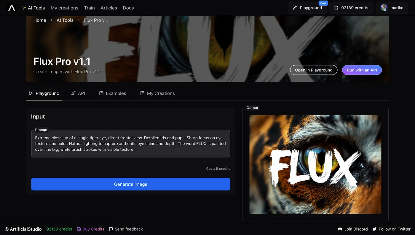 flux pro v1.1 artificial studio create music video with AI