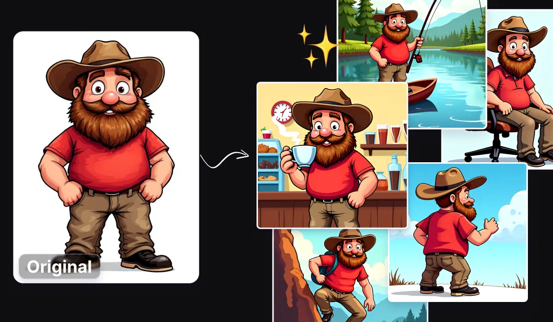 generate consistent character variations with AI artificial studio