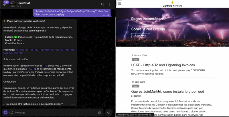 Openclaw agent paying through Lightning Network