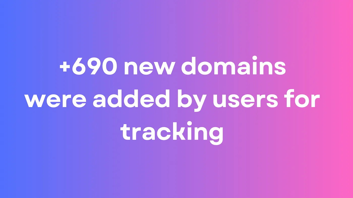 Ajout de +690 nouveaux domaines au bot Telegram pour le suivi