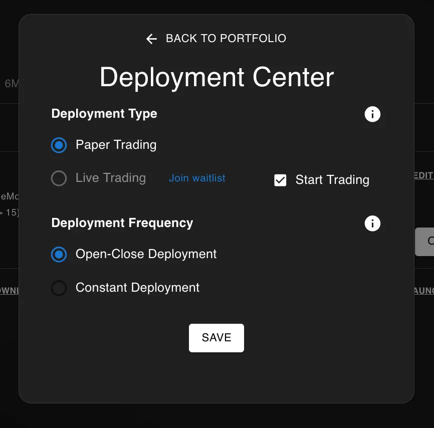 Deploying a portfolio