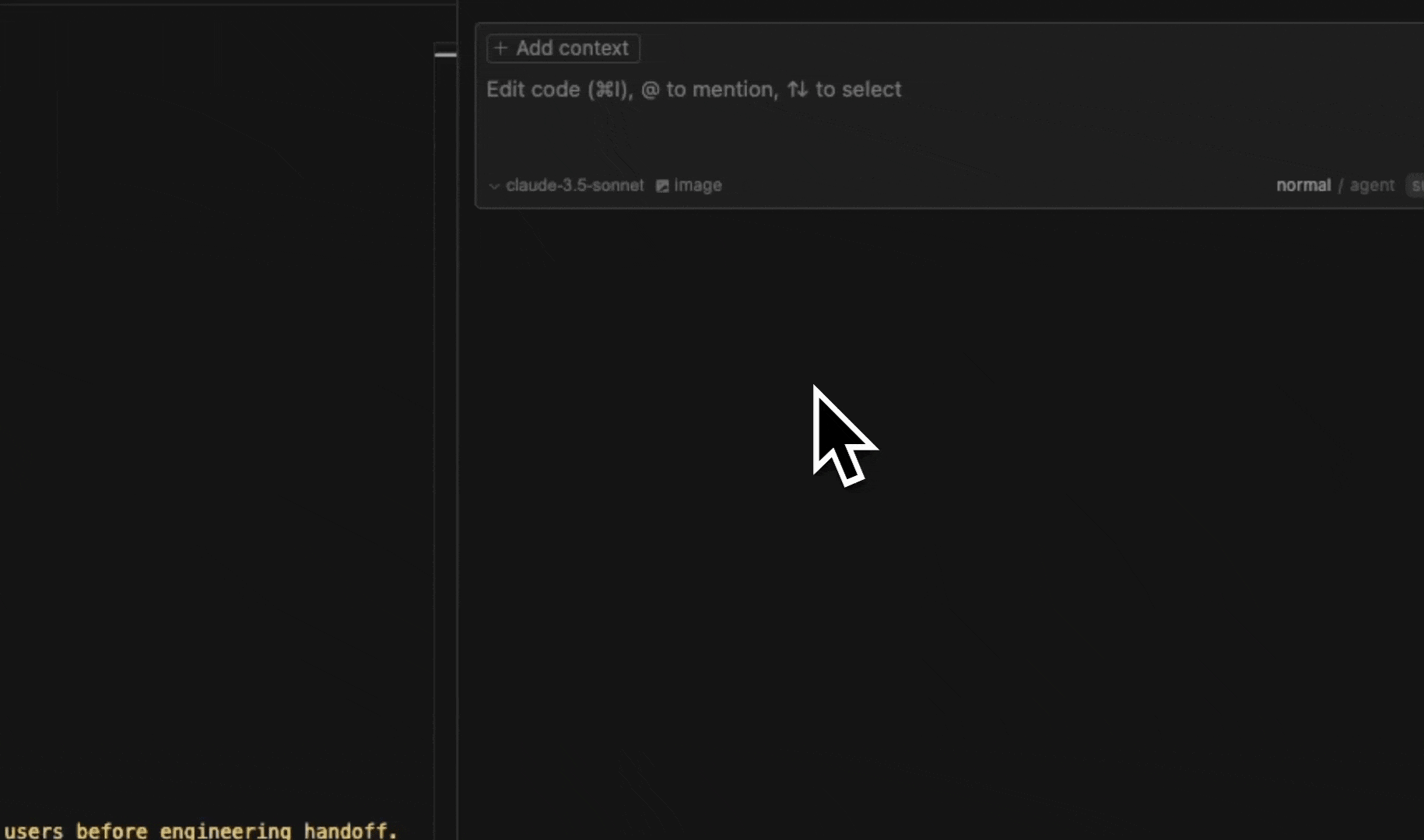 A GIF toggling Cursor composer to agent mode