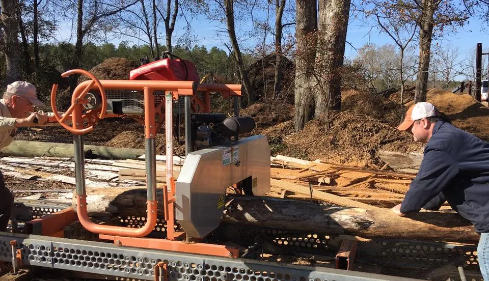 Milling the sill logs.