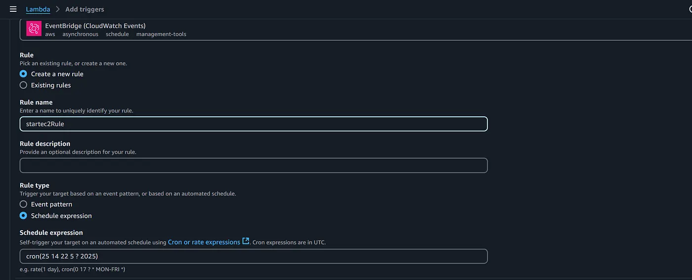 eventbridge as lambda Trigger