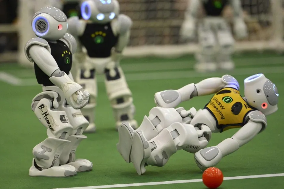 Robot teams face off in the 2015 Robocup finals, held in Hefei, China, July 22, 2015. Jianan Yu / Reuters from Al Jazeera