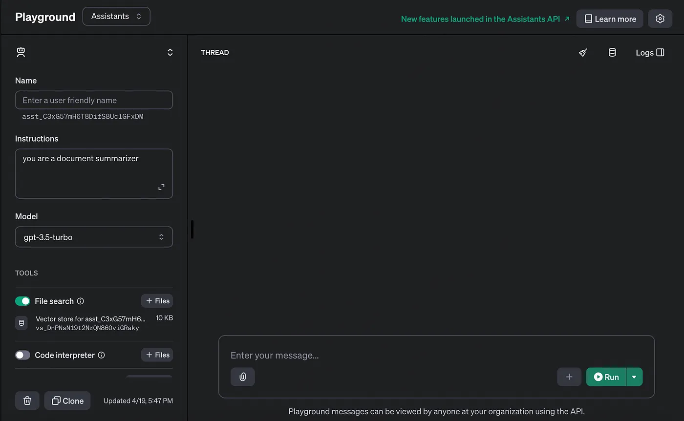 OpenAI Playground Assistant ID location