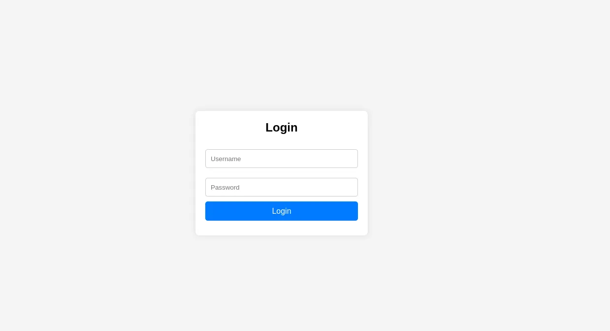 Login UI of the website