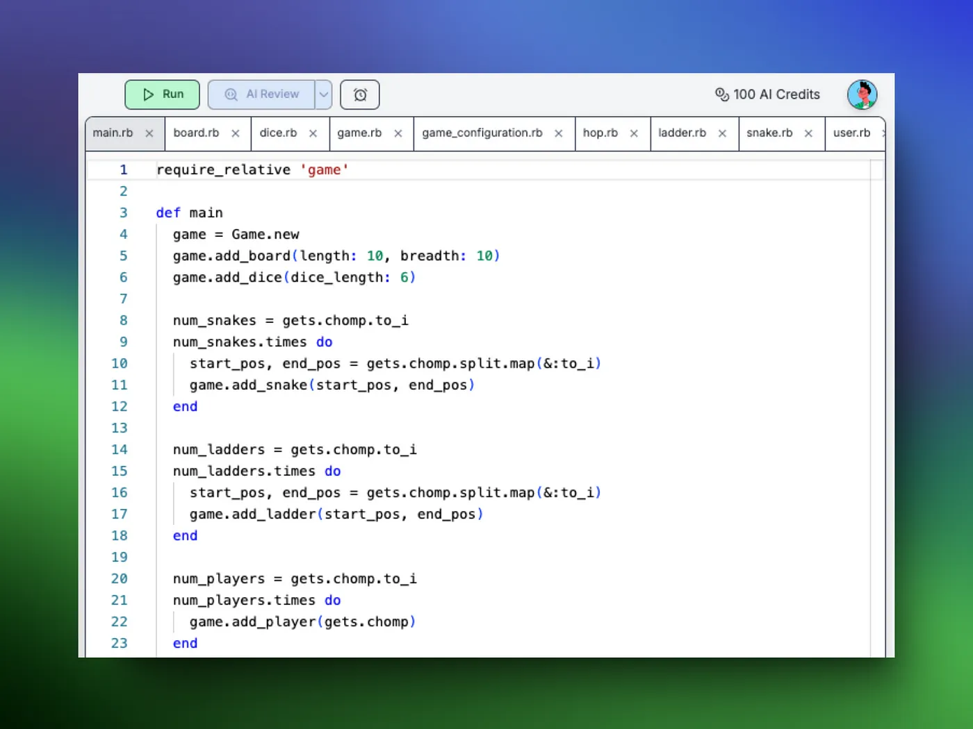 Multi-file editor design so you can create any number of classes for your problem