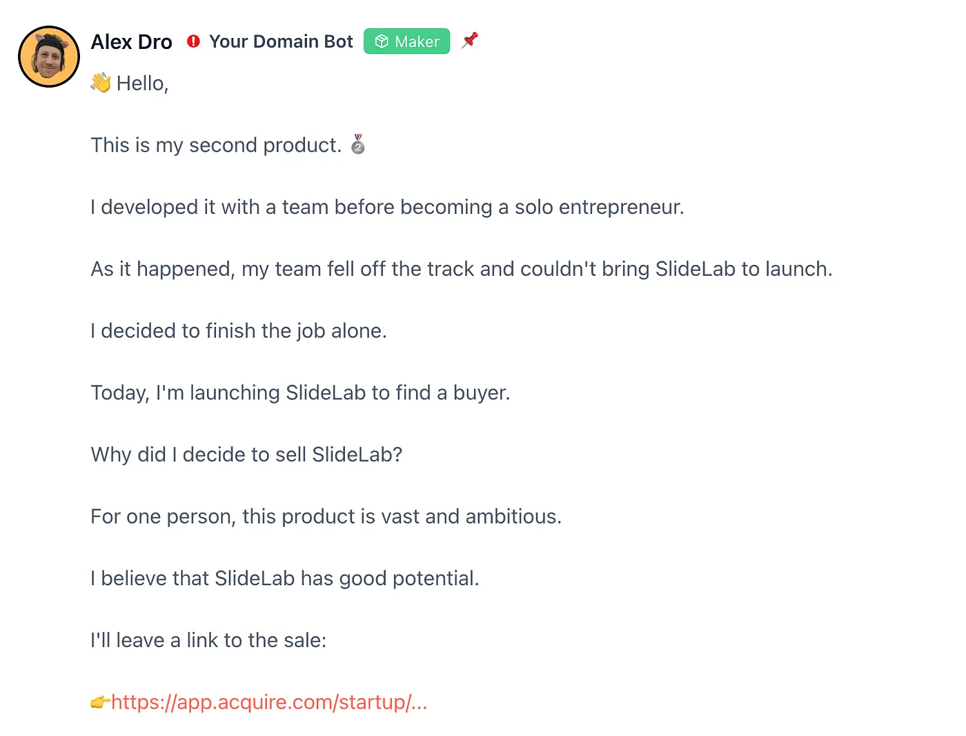 My first comment on Product Hunt launch