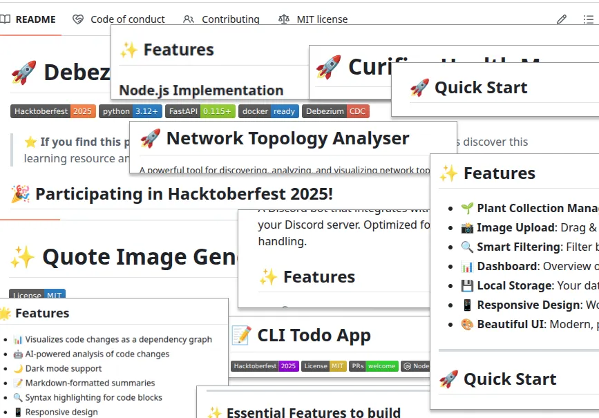 A sampling of some hacktoberfest participating repos