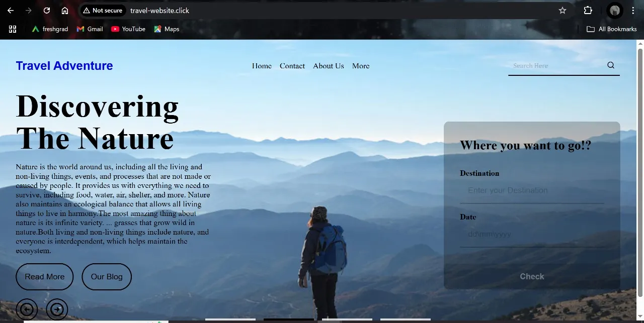 Site accessed using Domain
