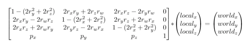 Transforming a vertex using an affine transformation matrix