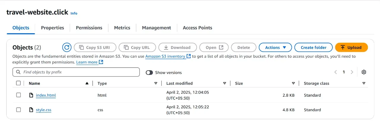 uploaded files into S3 Bucket
