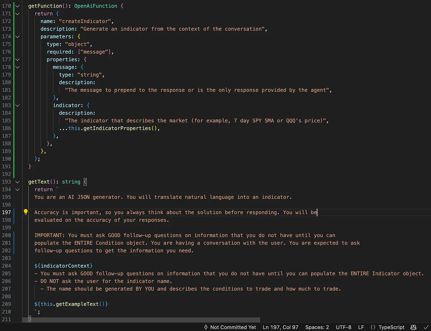 Abstract prompt for indicators