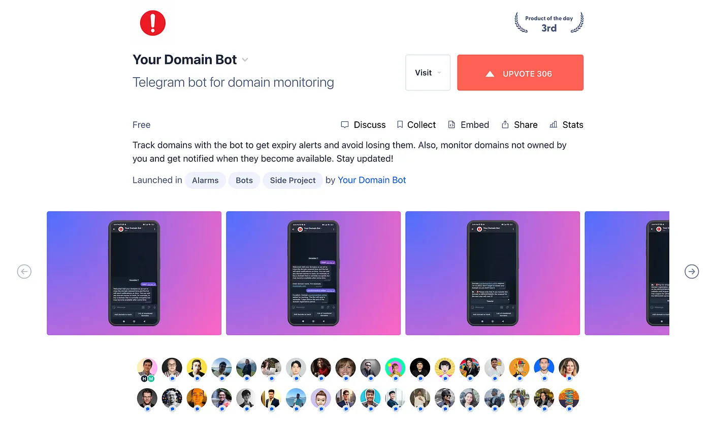 Third place as the Product of the Day on ProductHunt
