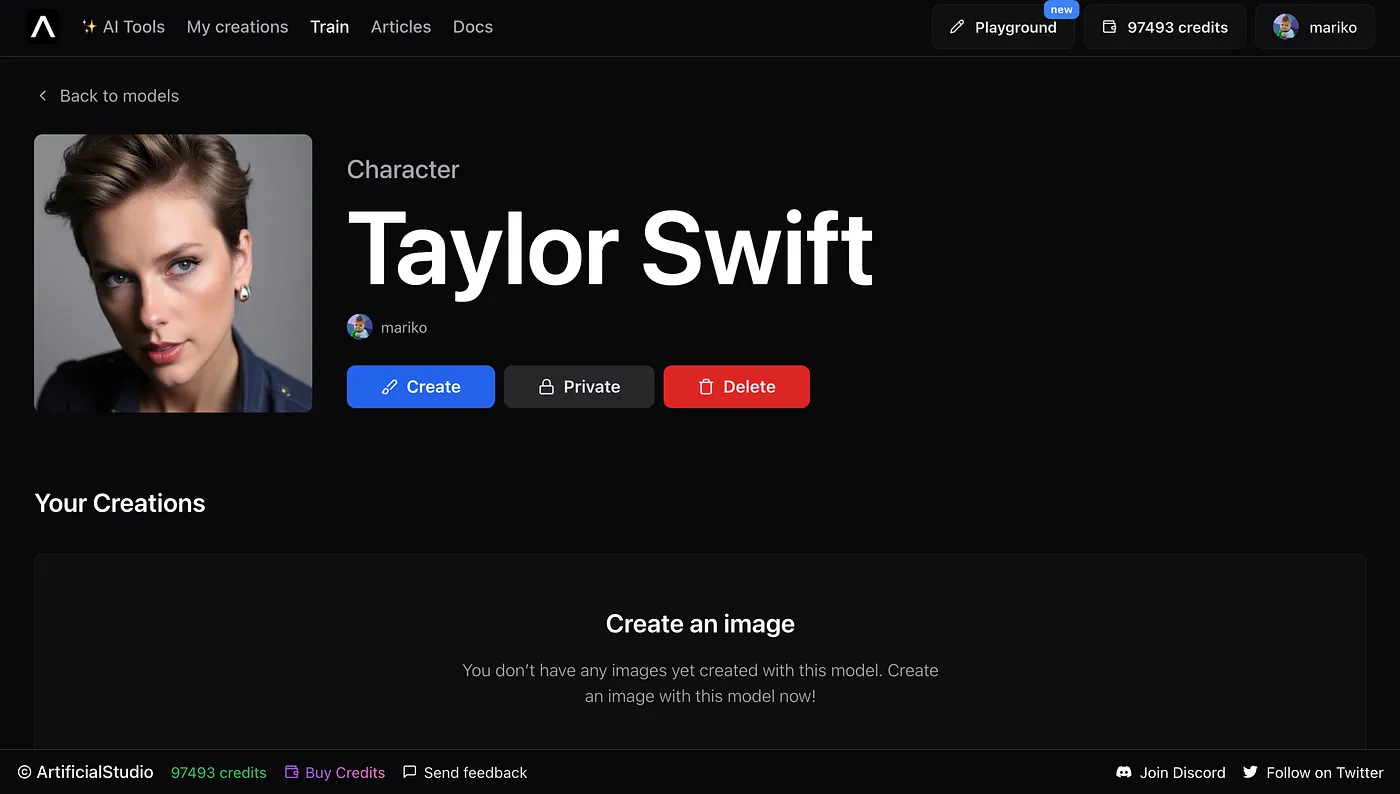 taylor swift model created with AI