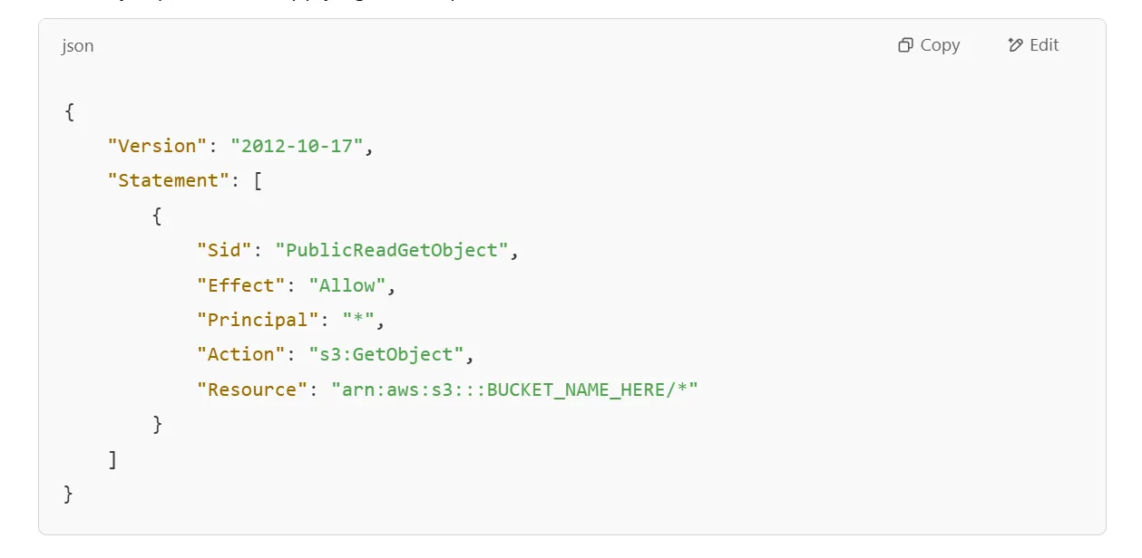 Bucket Policy (JSON)
