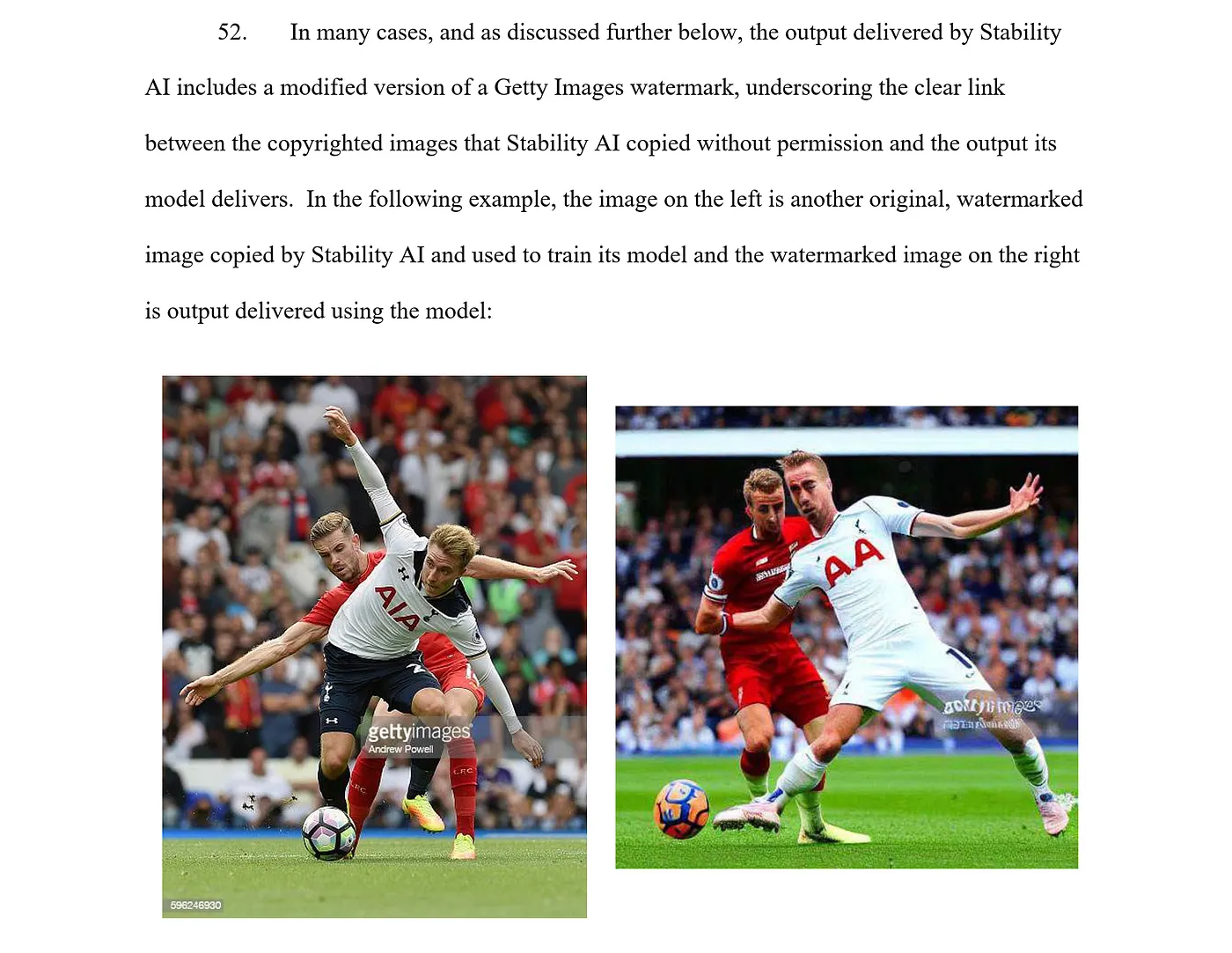 Proof given by Getty Images in lawsuit against StabilityAI showing the AI generated a distorted Getty Images Logo