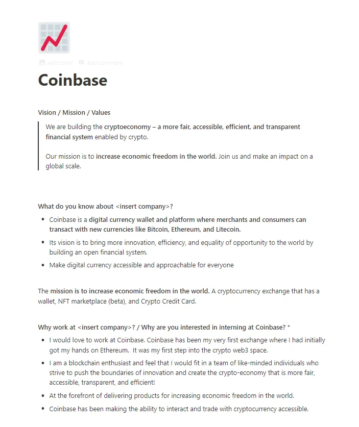 Screenshot of some of my Coinbase research.