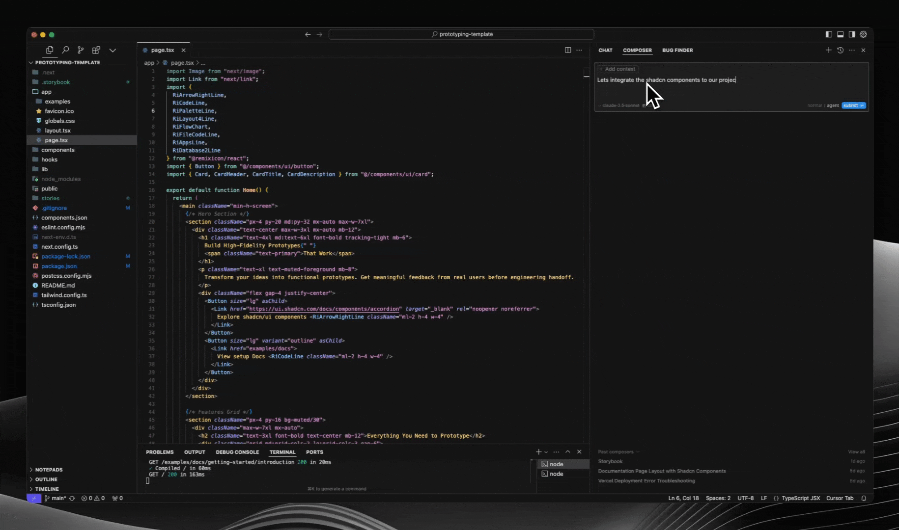 A GIF of using the docs interaction in Composer