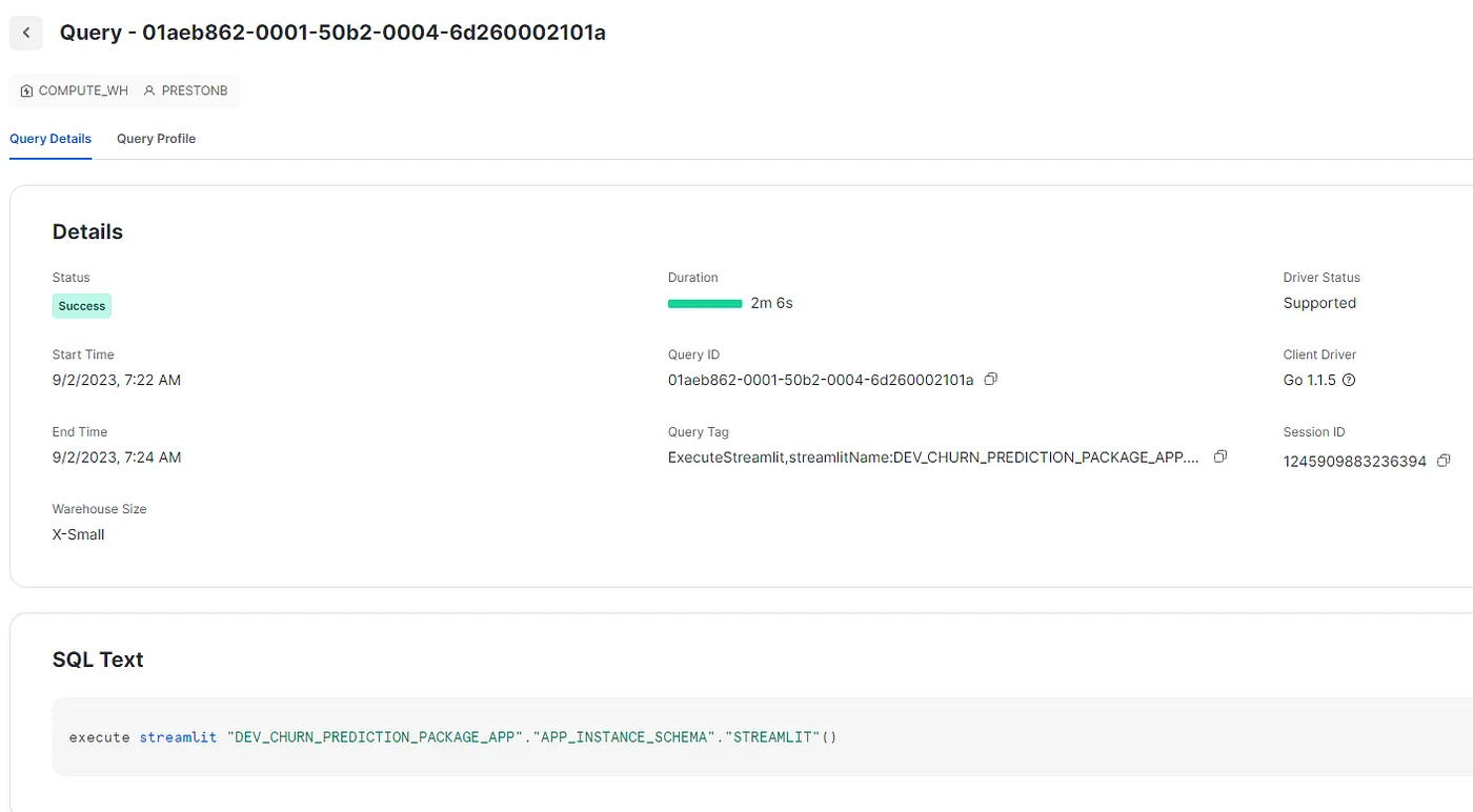 Snowflake query activity related to Streamlit hosting