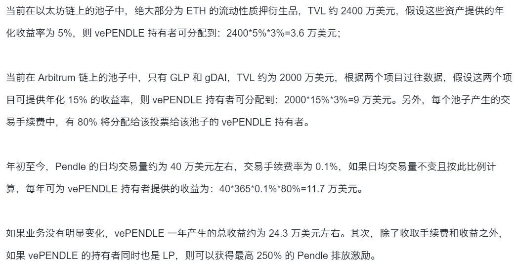 Mint Ventures对vePENDLE持有者的收益估算