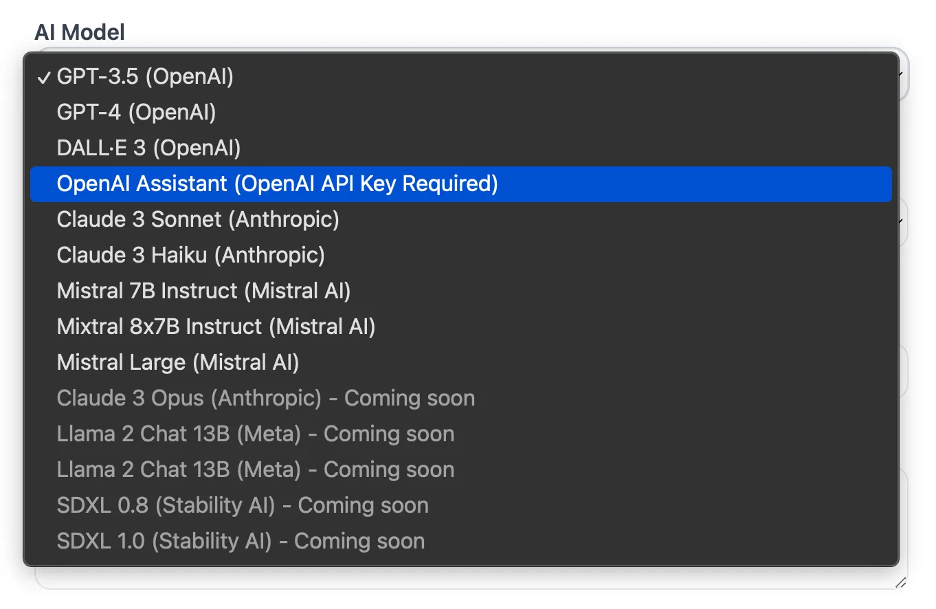 Assistant configuration form