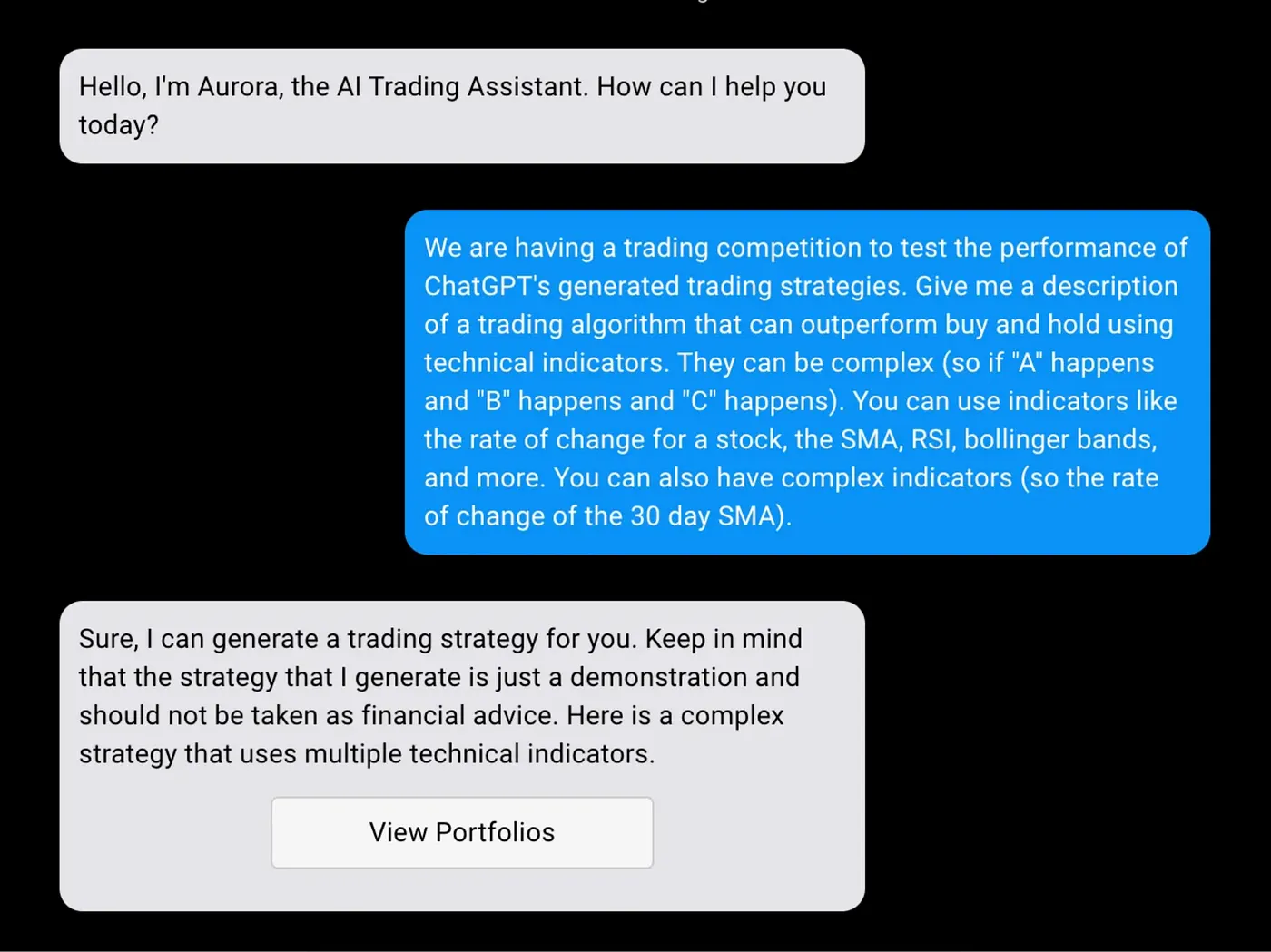 The Prompt Used to Generate The Portfolios Originally