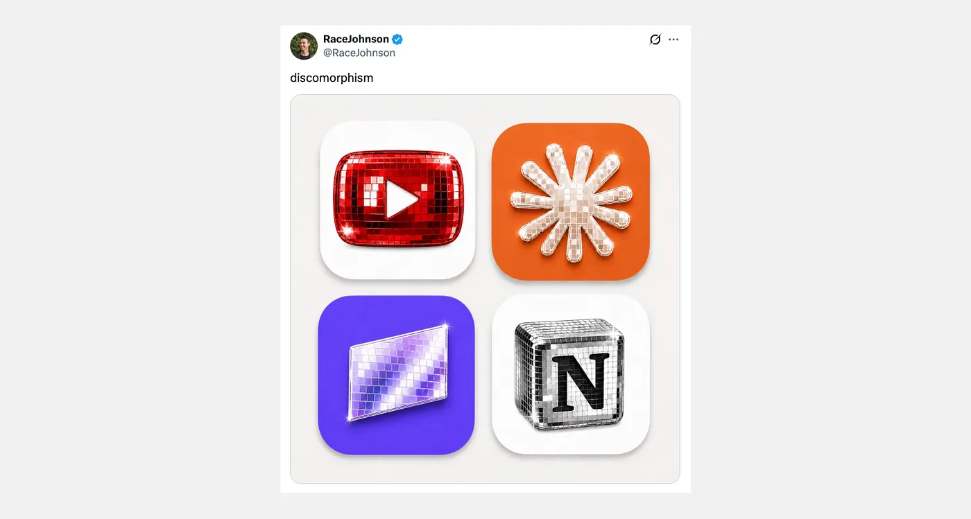 Race Johnson showing “discomorphism” on other app icons