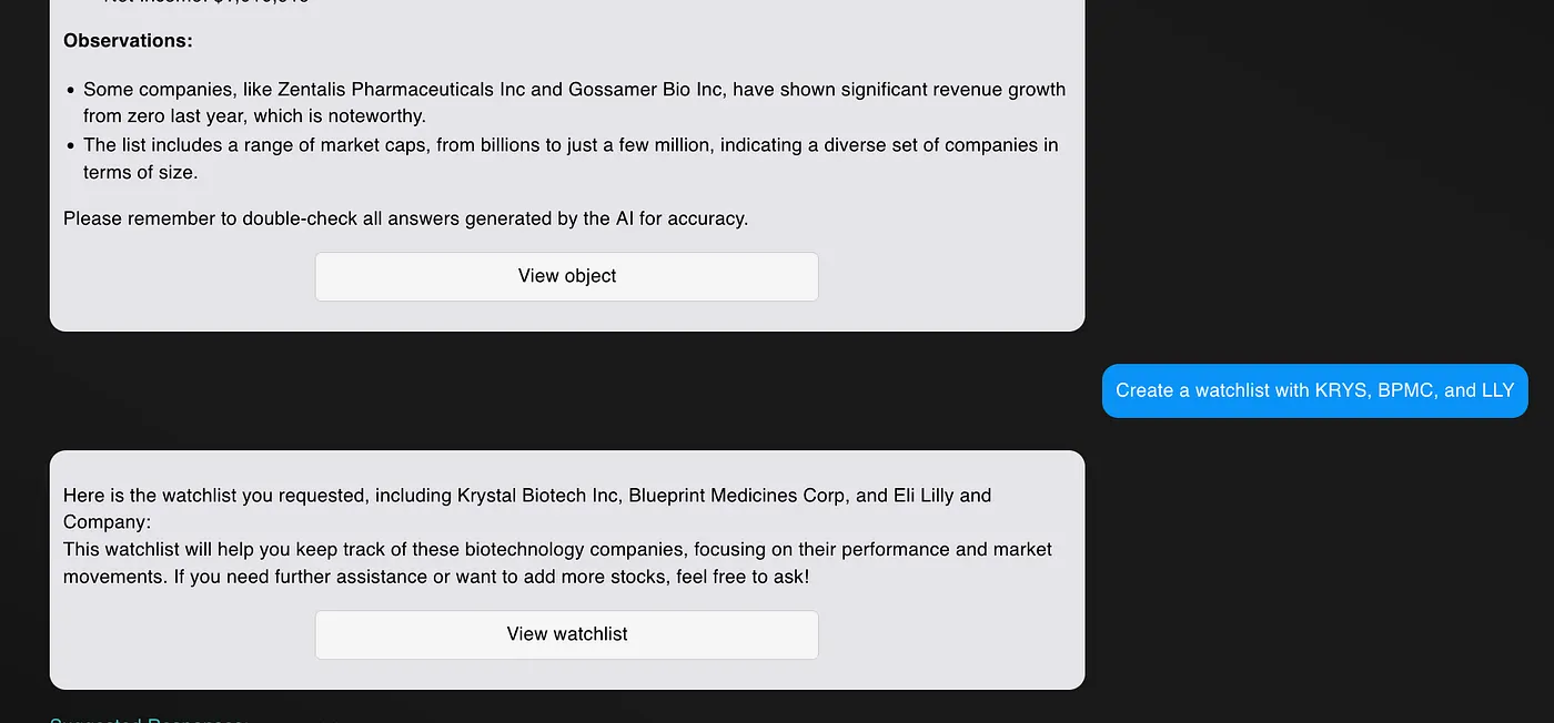 Creating a backtest in the chat