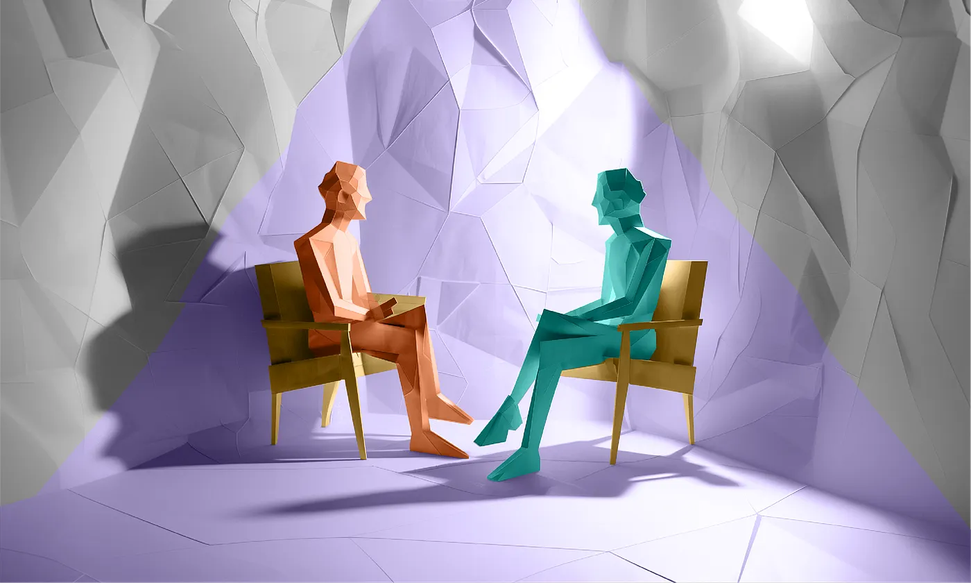 停止设计基于聊天的AI工具。_ Image of a one-on-one conversation