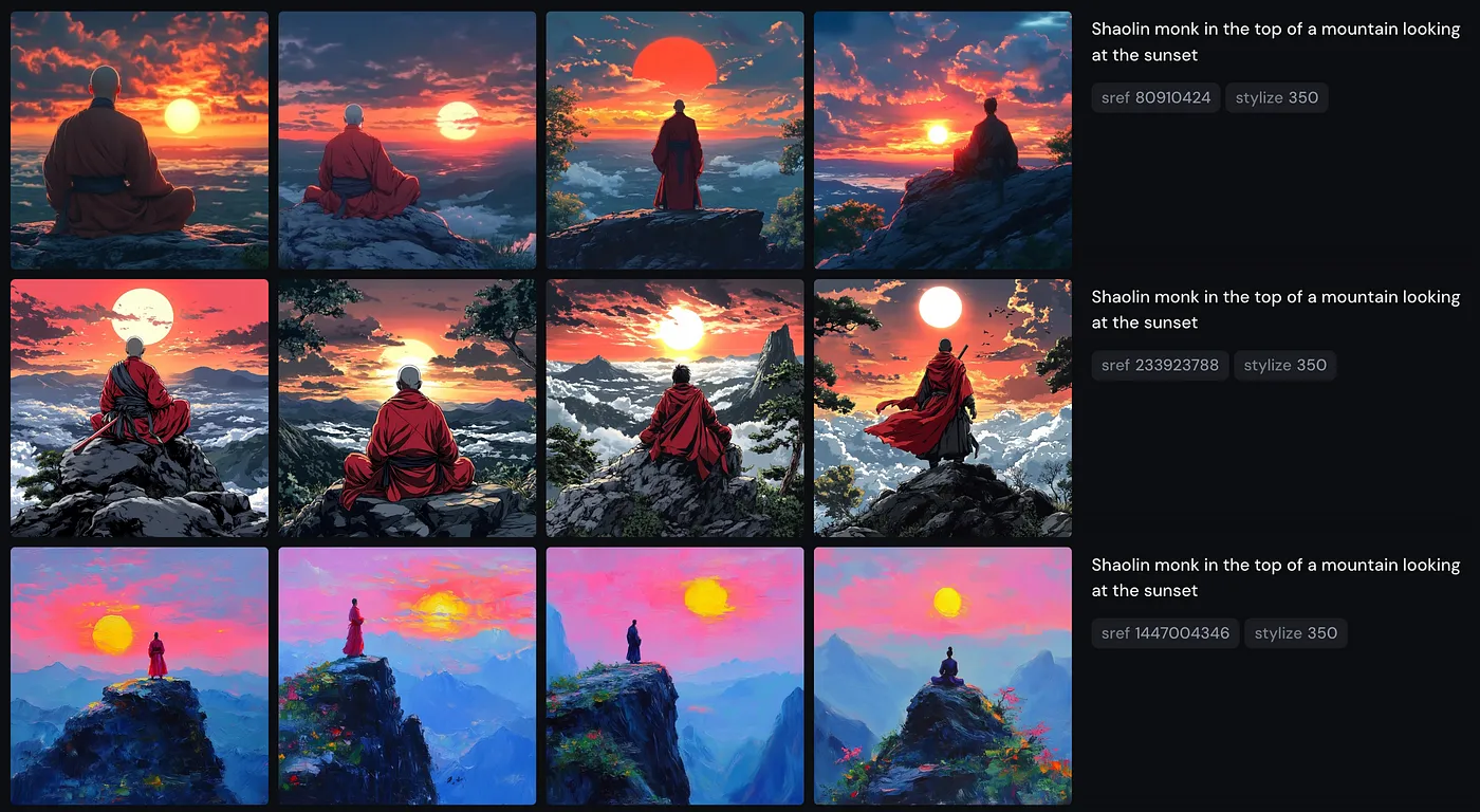 midjourney images sref monk artificial studio minimax