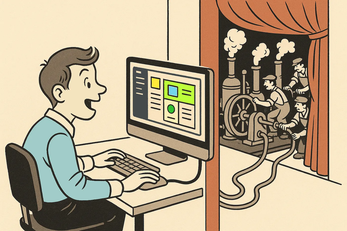 Illustration contrasting superficial makeovers with genuine modernization, showing the difference between visual updates and structural transformation.