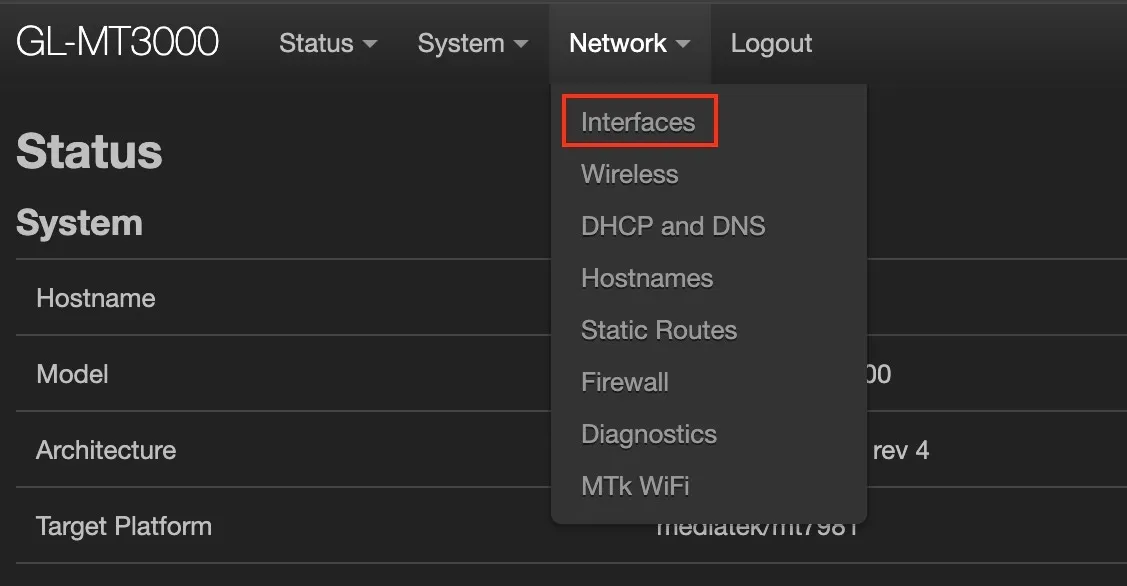 LuCI interfaces