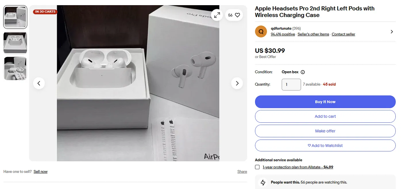 Cheap Airpods being sold on eBay