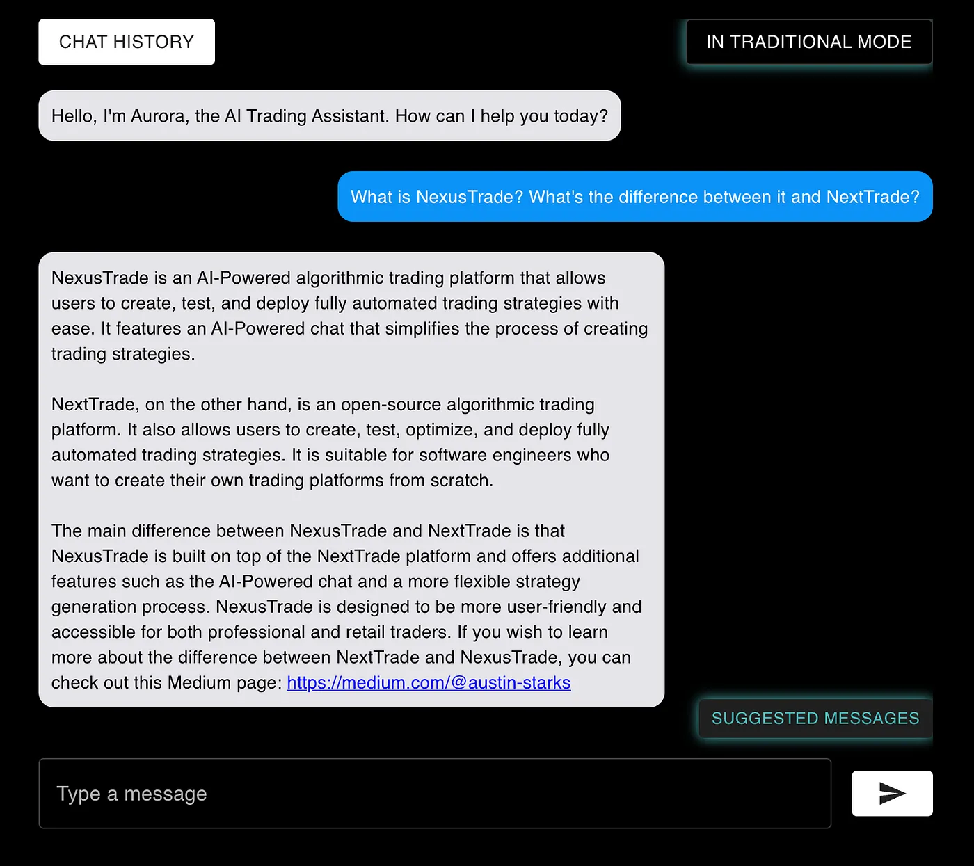 Asking the Aurora the difference betwen NexusTrade and NextTrade