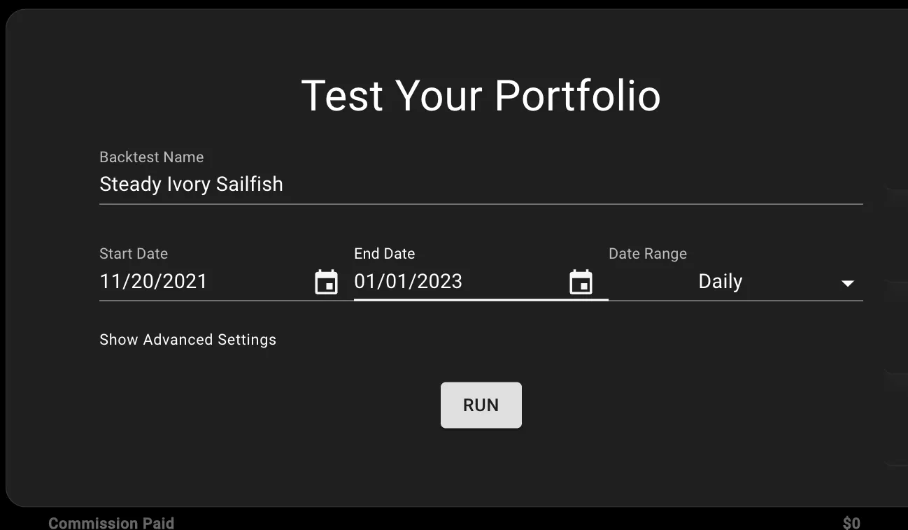 Start date of the backtest is 11/20/2021 and the end date is 01/01/2023