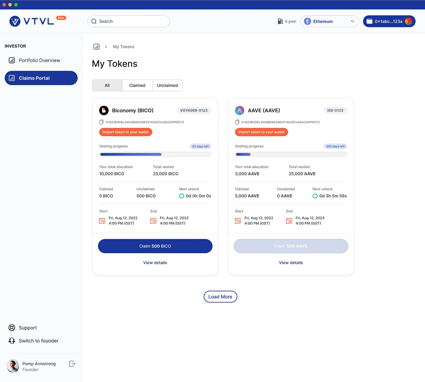 VTVL - Dashboard