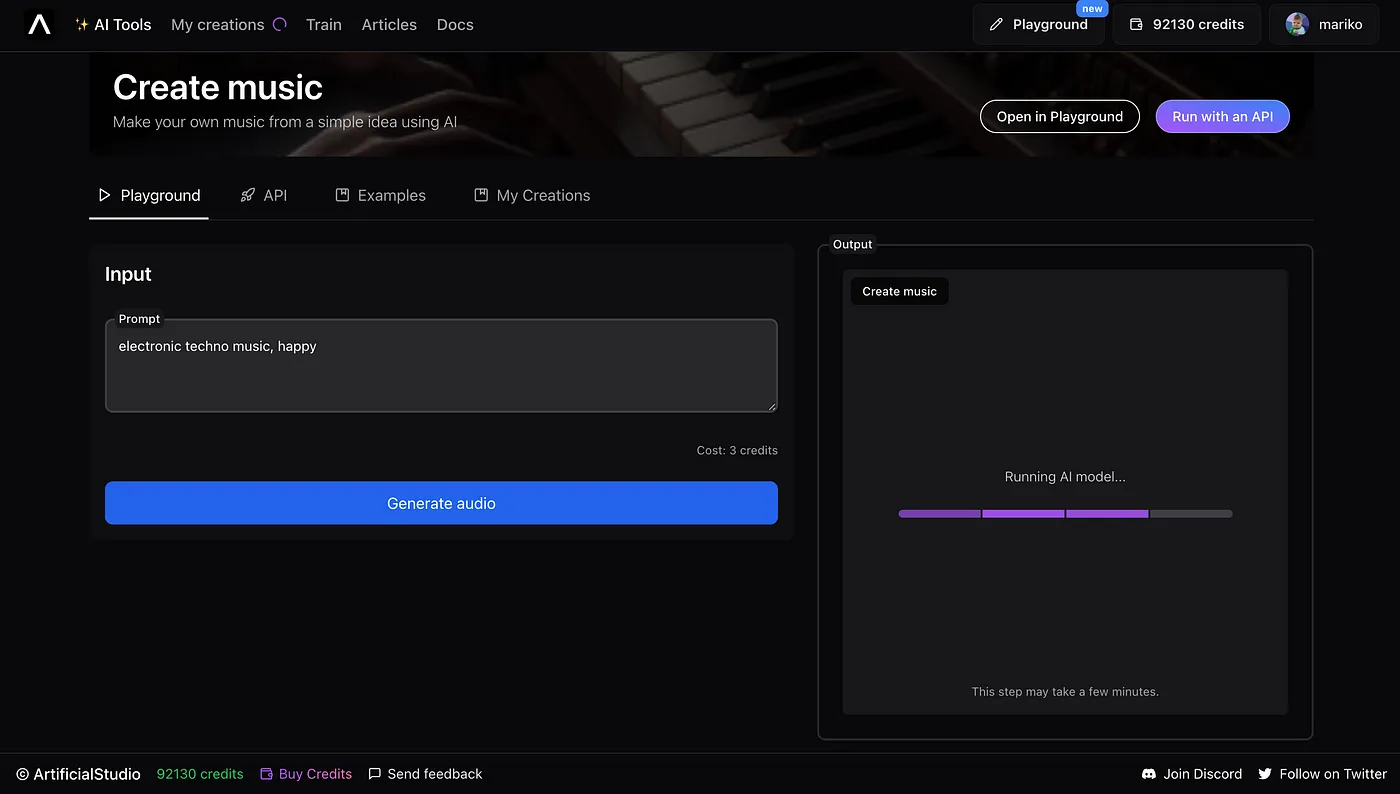 ai music generator from text artificial studio