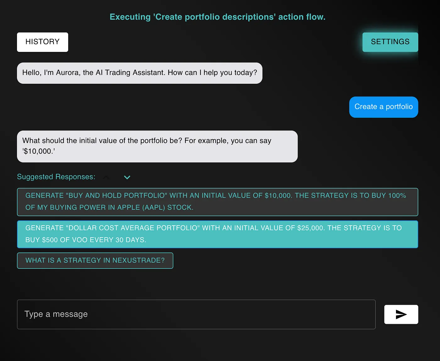 The AI Chat will give suggestions for the types of strategies you can create within the platform