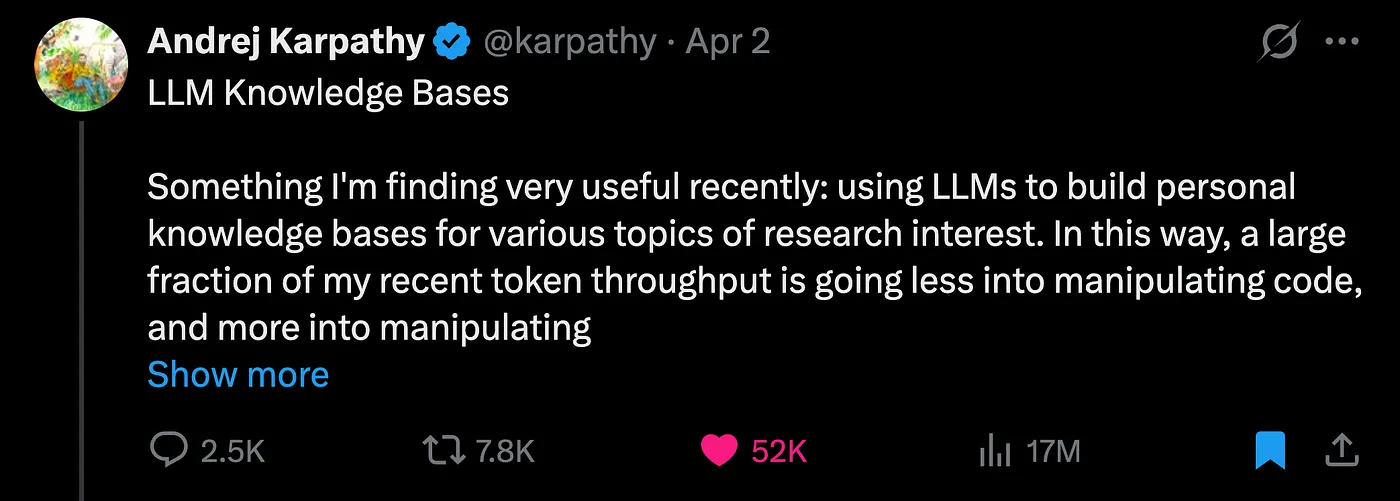 https://x.com/karpathy/status/2039805659525644595?s=20