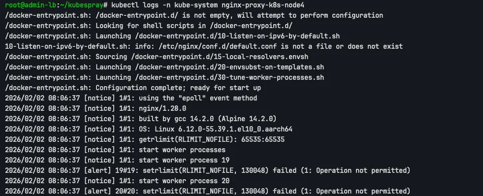 kubectl logs -n kube-system nginx-proxy-k8s-node4