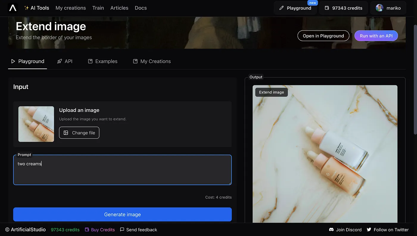 extend image ai tool artificial studio