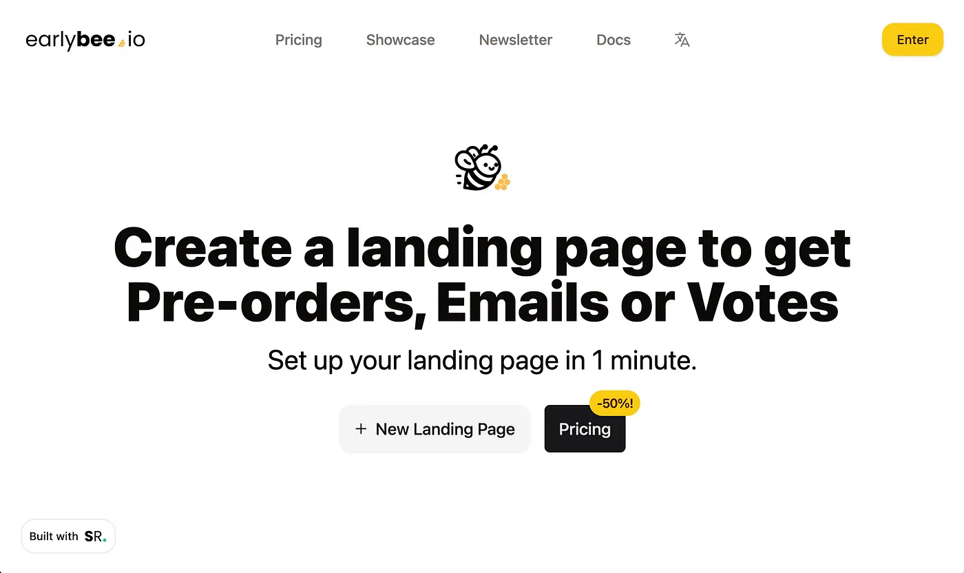 EarlyBee - From idea to launch in 3 days : Landing pages to get pre-orders, emails and votes