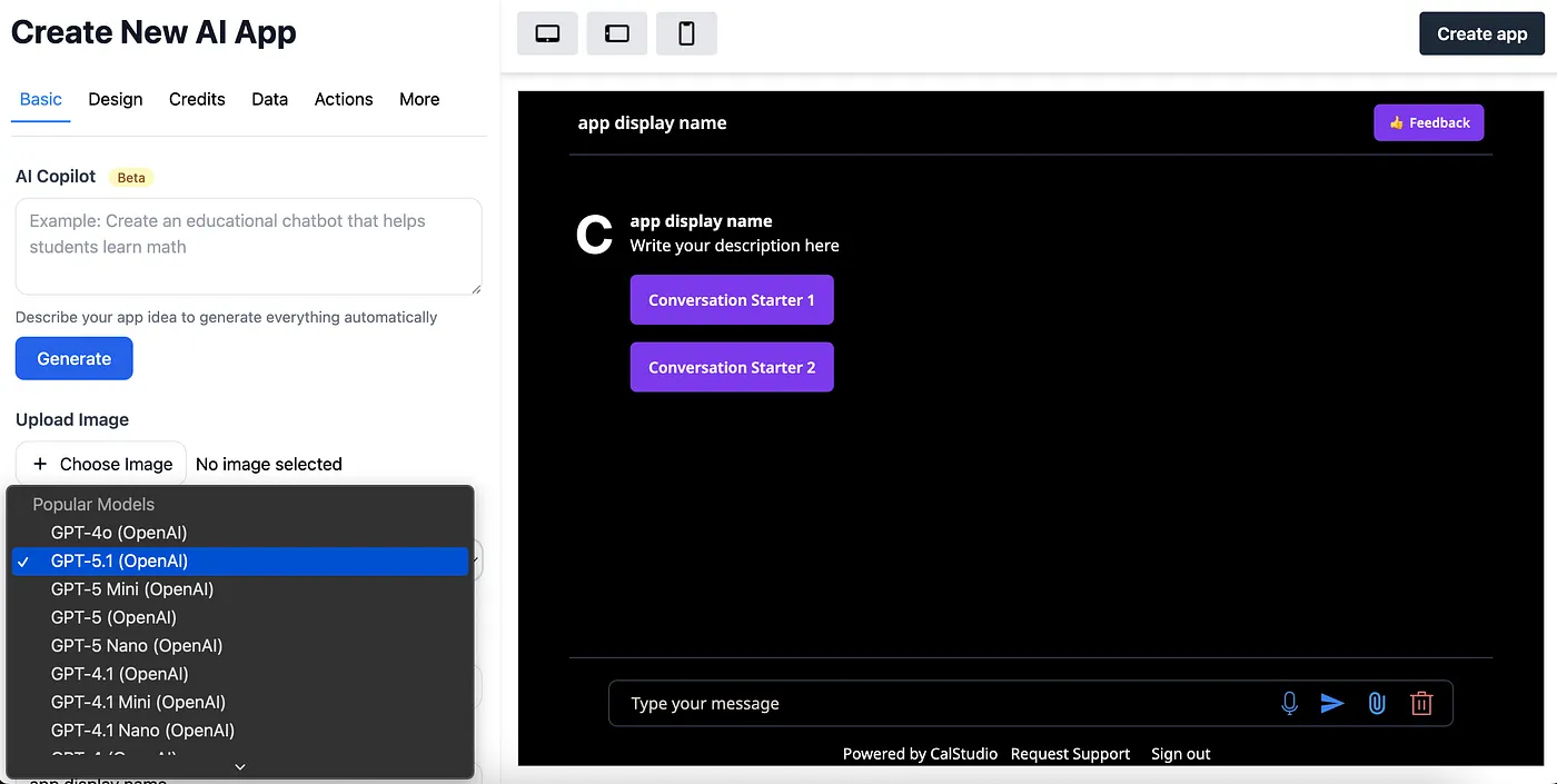 GPT-5.1 model selection