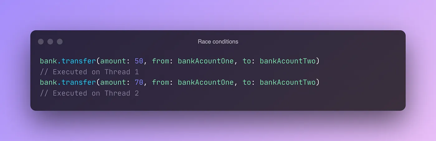 წარმოვიდგინოთ რომ სხვადასხვა thread ი აკეთებს ამ ფუნქციების გამოძახებას პარალელურად