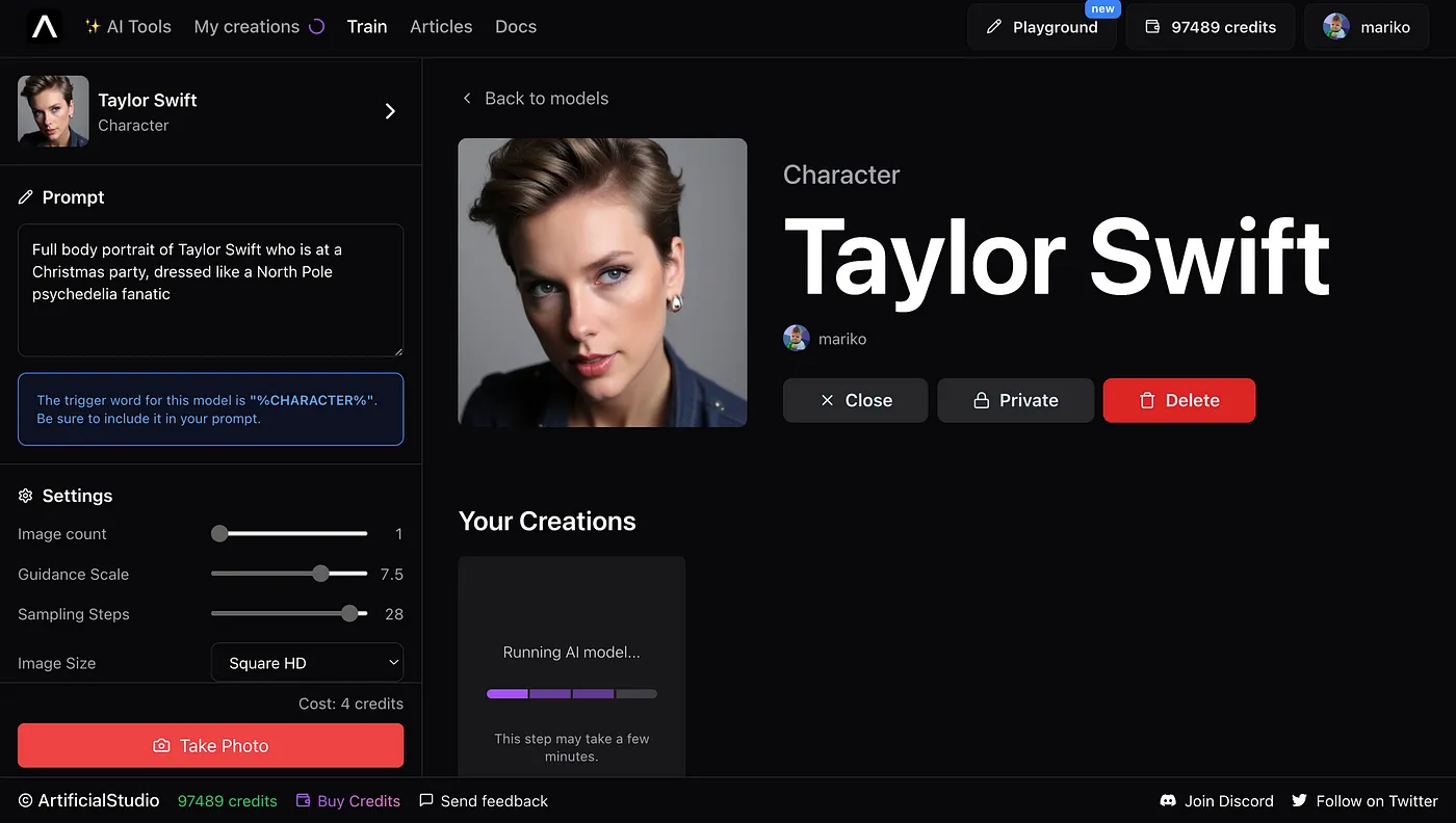 taylor swift model created with AI